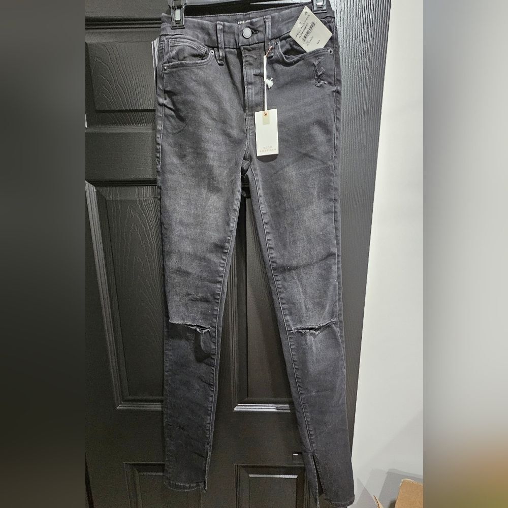Good American Men's Charcoal Skinny Jeans